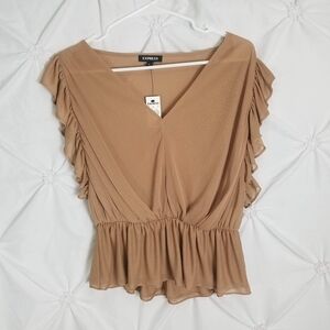 Express Tan Ruffle Top